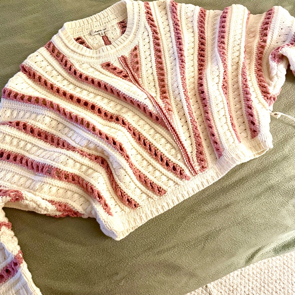 HAVEN STRIPE SWEATER by Another Love in Cherry Cream ๐ Size Small NWT - Picture 14 of 16